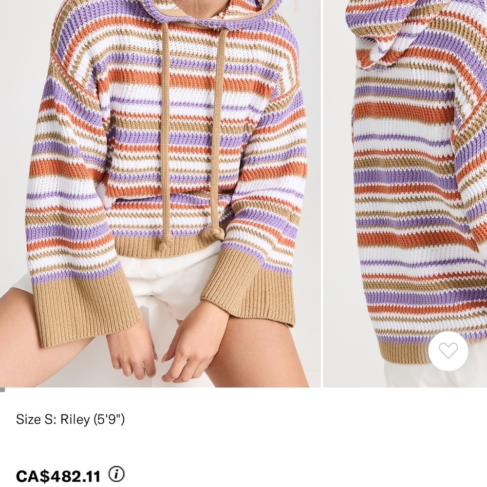 Rebecca Taylor oversized S NWT  Vibrant Purple and Orange hooded cotton sweater